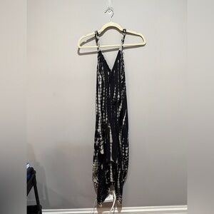 Elegant Black and White Tie-Dye Dress